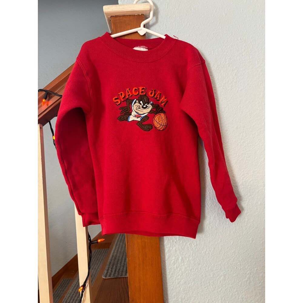 Looney tunes space jam Tasmanian devil taz basketball sweatshirt VTG youth 8